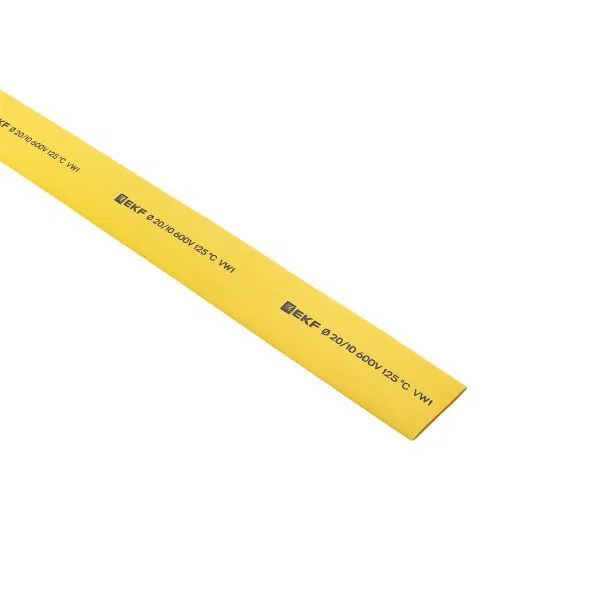 Трубка термоусадочная ТУТ нг 20/10 желт. 1м (уп.50м) PROxima EKF tut-20-y-1m