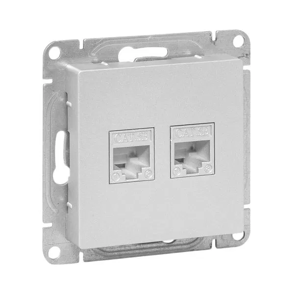 Механизм розетки RJ45 - 2шт, (cat6), алюминий Эпика EKF UP1-SOA-2RJ45-6