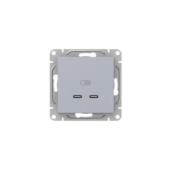 Розетка 2-м СП Эпика USB-C механизм алюм. EKF UP1-SOA-2USBC