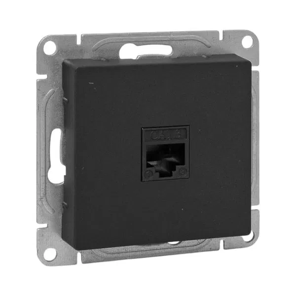 Механизм розетки RJ45 (cat6), чёрный Эпика EKF UP1-SOB-RJ45-6