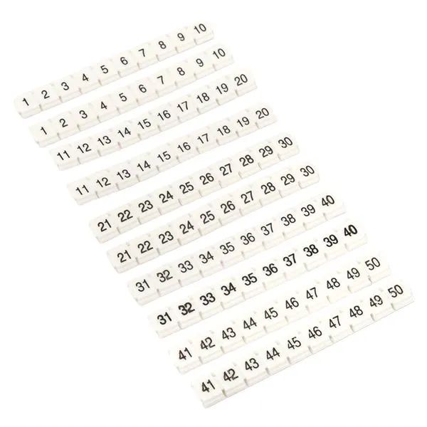 Маркеры для ST/Push-in 2,5 с нумерацией 1-50 для крепления сбоку (100 шт.) EKF zb-st-2.5-nlpe-1-50