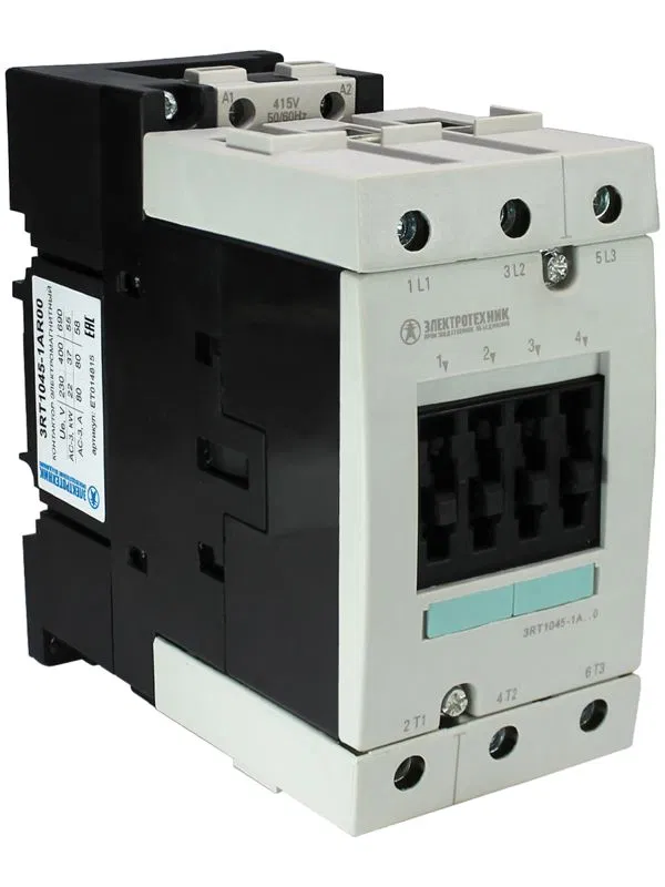 Контактор электромагнитный 3RT1045-1AR00 3-пол. 80А AC-3 37кВт/400В 415В AC 50Гц типоразмер S3 винт. клеммы IP20 Электротехник ET014815