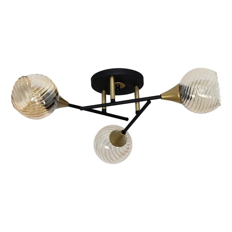 Светильник "Лютик" 131 (плафон 8633) НПБ 01-3х60-191 E27 (ИМ) потолочн. черн. муар./зол. Элетех 1005405465