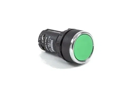 Кнопка нажимная моноблочная 22мм IP 40 2НЗ зел. EMAS MB202DY