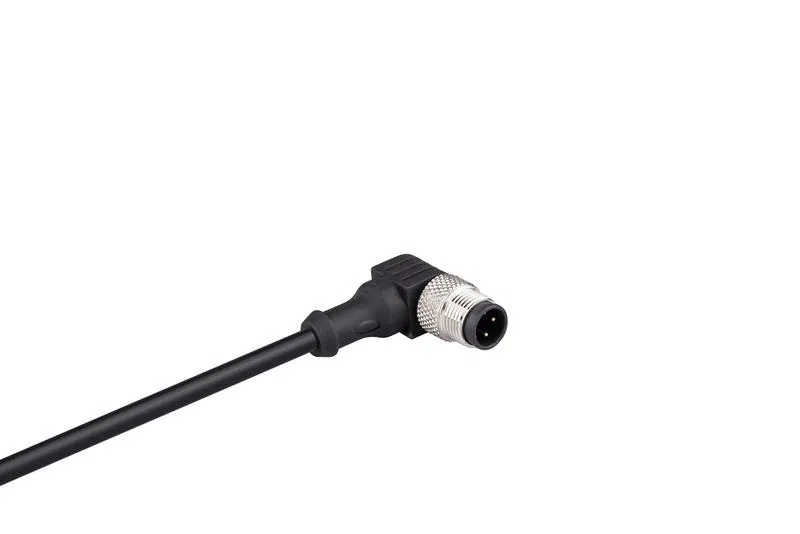 Кабель соединительный 2м со штепселем M12х3 90град. ПУ IP68 EMAS SKM12F3DXP2