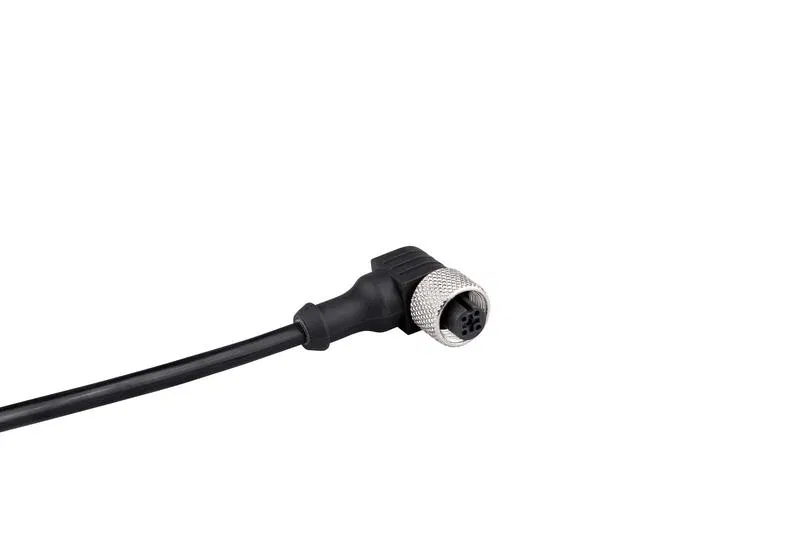 Кабель соединительный 2м с гнездом M12х4 90град. ПУ IP68 EMAS SKM12P4DXP2