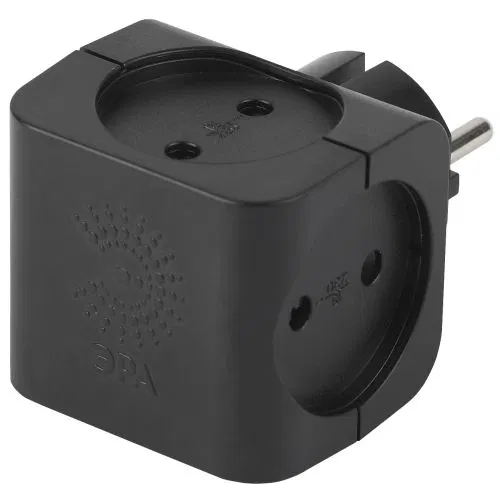 Разветвитель 4-м без заземл. 16А IP20 SP-4-B черн. Эра Б0008207