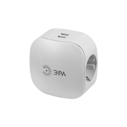 Разветвитель 3-м с заземл. 16А IP20 SP-3e-USB-2A 220В + 2хUSB 2000мА защ. шторки бел. Эра Б0015243