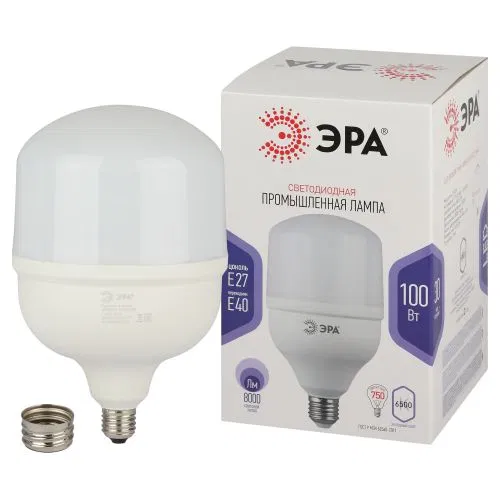 Лампа светодиодная высокомощная STD LED POWER T160-100W-6500-E27/E40 100Вт T160 колокол 6500К нейтр. бел. E27/E40 (переходник в компл.) 8000лм Эра Б0032090