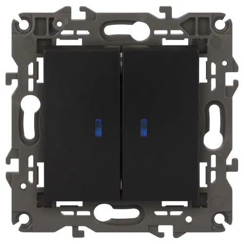 Выключатель 2-кл. СП Elegance 14-1105-05 10А IP20 250В 10AX с подсветкой механизм антрацит Эра Б0034241