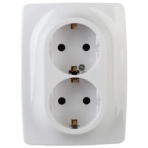 Розетка 2-м СП Эра12 12-2108-01 16А IP20 250В 2х2P+E Schuko защ. шторки бел. Эра Б0036442