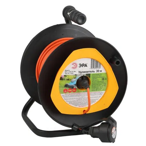 Удлинитель на пластик. катушке 1х30м без заземл. 6А IP44 RPx-1-2х0.75-30m ПВС 2х0.75 Эра Б0043043