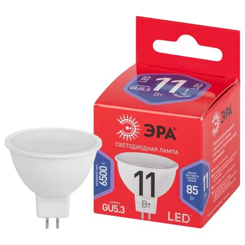 Лампа светодиодная RED LINE LED MR16-11W-865-GU5.3 R 11Вт MR16 софит 6500К холод. бел. GU5.3 Эра Б0045347