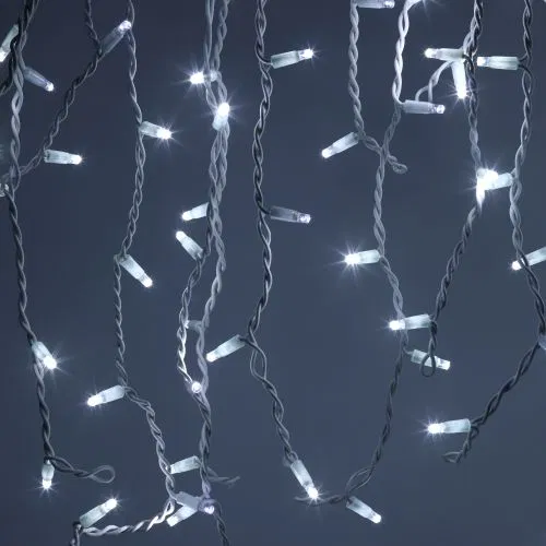 Гирлянда светодиодная "Бахрома" 2х0.7м 100LED холод. бел. IP65 220В бел. мерцание провод бел. каучук (без шнура питания) Эра Б0051890