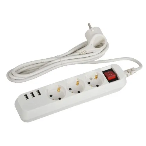 Удлинитель 3х1.5м с заземл. +3xUSBA 10А с выкл. U-3es-1.5m-USB Эра Б0052900
