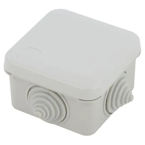 Коробка распаячная KORz-70-70-40-4gv открытой установки 70х70х40мм защелк. крышка 4 вставл. сальника IP55 Эра Б0055758