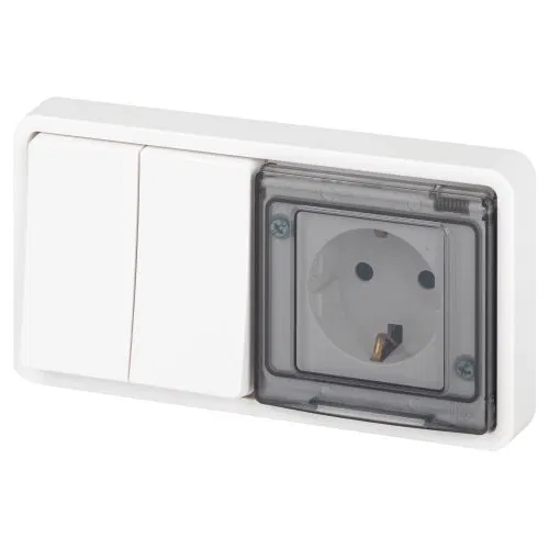 Блок СП Эксперт 11-7522-01 (розетка + выключатель) 16A IP55 250В 10AX двойн. бел. Эра Б0063274
