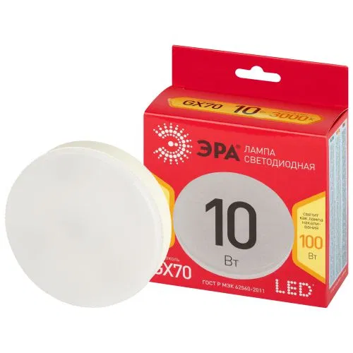 Лампа светодиодная RED LINE LED GX-10W-830-GX70 R 10Вт таблетка 3000К тепл. бел. GX70 Эра Б0065459