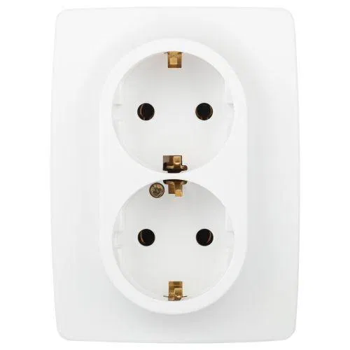 Розетка 2-м СП Эра12 12-2106-01М 16А 250В 2X2P+E Schuko бел. матов. Эра Б0065721