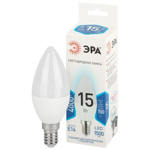 Лампа светодиодная STD LED B35-15W-840-E14 15Вт свеча 4000К нейтр. бел. свет E14 170-265В Эра Б0066787
