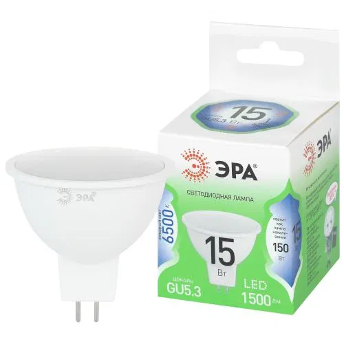 Лампа светодиодная GREEN LINE LED MR16-15W-865-GU5.3 GL 15Вт софит 6500К холод. свет GU5.3 220-240В Эра Б0070075