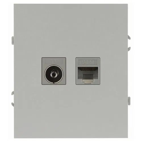 Розетка комбинированная СП Arktik RJ45 + TV 16А IP20 250В алюм. Эра Б0070496