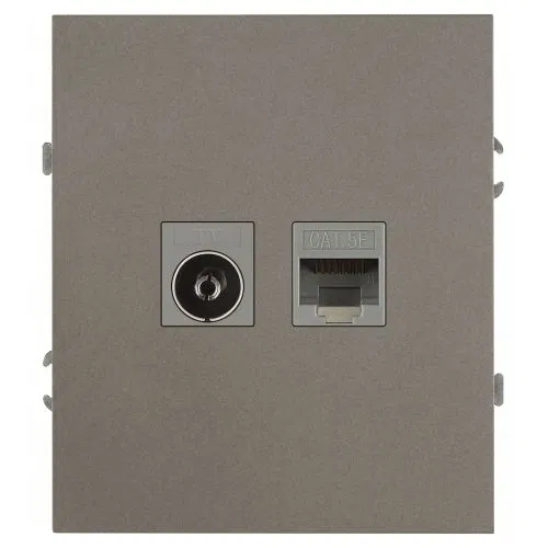 Розетка комбинированная СП Arktik RJ45 + TV 16А IP20 250В титан Эра Б0070500