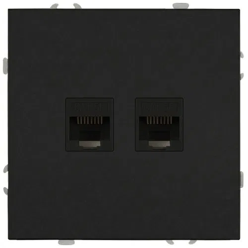 Розетка информационная 2-м СП Galaxy RJ45 16А IP20 250В антрацит Эра Б0070764