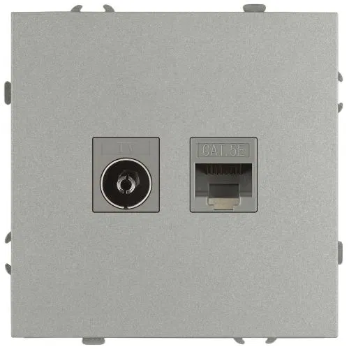 Розетка комбинированная СП Galaxy RJ45 + TV 16А IP20 250В алюм. Эра Б0070780