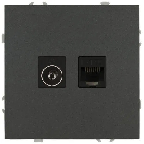 Розетка комбинированная СП Galaxy RJ45 + TV 16А IP20 250В графит Эра Б0070786