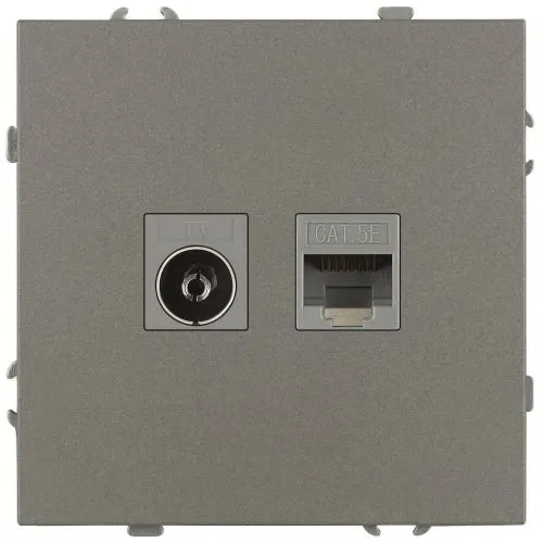 Розетка комбинированная СП Galaxy RJ45 + TV 16А IP20 250В титан Эра Б0070788