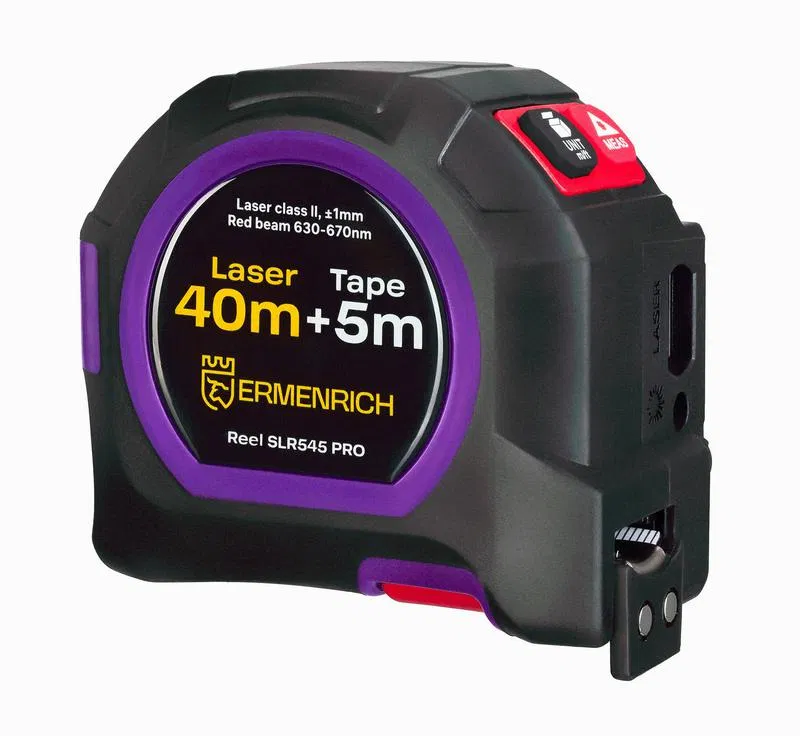 Рулетка с лазерным дальномером Reel SLR545 PRO фиолет. Ermenrich 84580