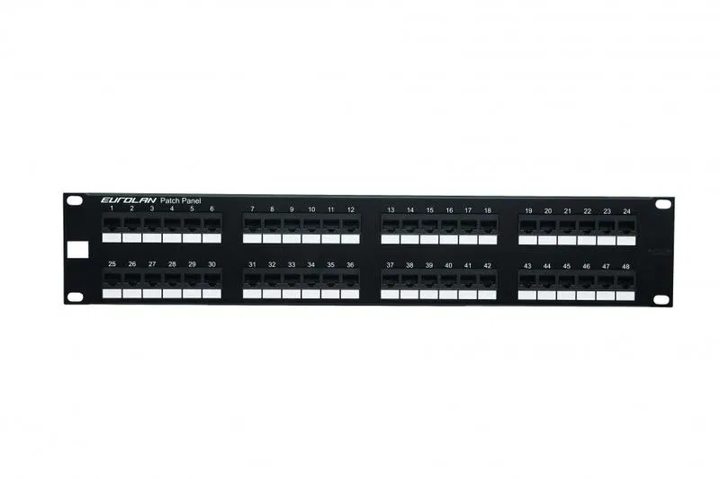 Патч-панель 19дюйм моноблочная кат.6 UTP 2U 48 портов черн. Eurolan 27B-U6-48BL