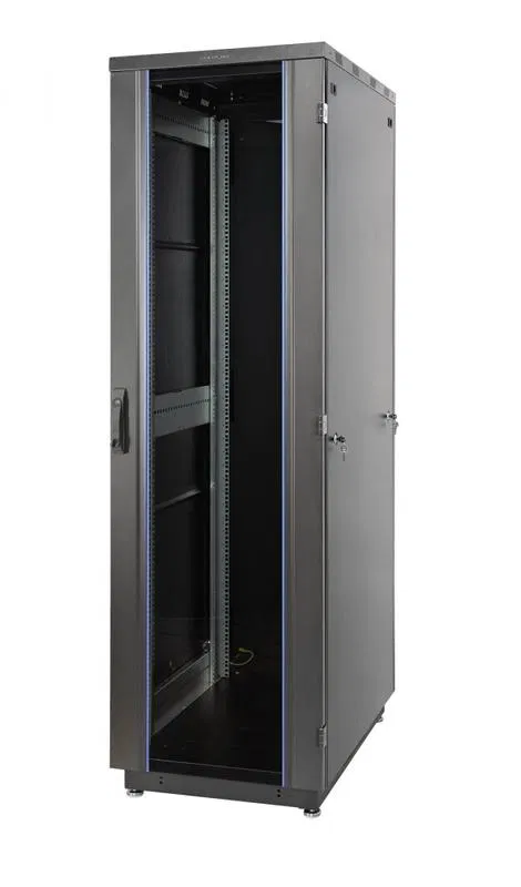 Шкаф Racknet S3000 33U 600х800 передняя дверь стекло 1-ств. задняя дверь метал. 1-ств. черн. Eurolan 60F-33-68-31BL