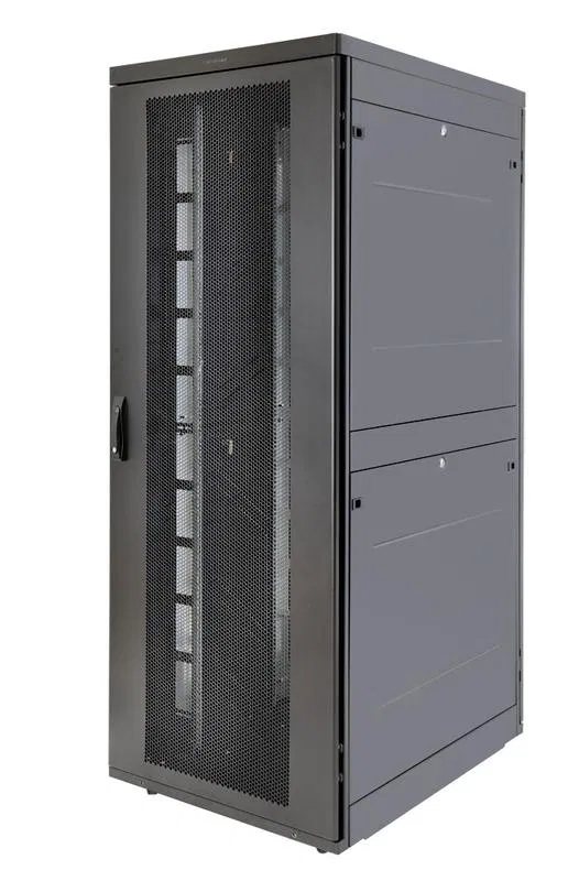 Шкаф Rackcenter D9000 42U 750х1000 передн. дверь перфорир. одностворчат.; задн. дверь перфорир. двухстворчат. черн. Eurolan 60F-42-7A-94BL