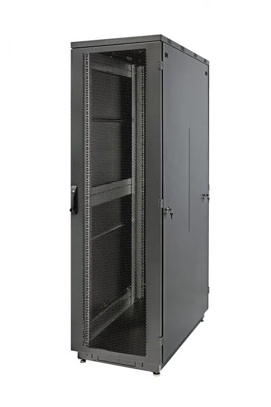 Шкаф Racknet S3000 47U 600х1000 передн. дверь перфорир. одностворчат.; задн. дверь перфорир. одностворчат. черн. Eurolan 60F-47-6A-34BL