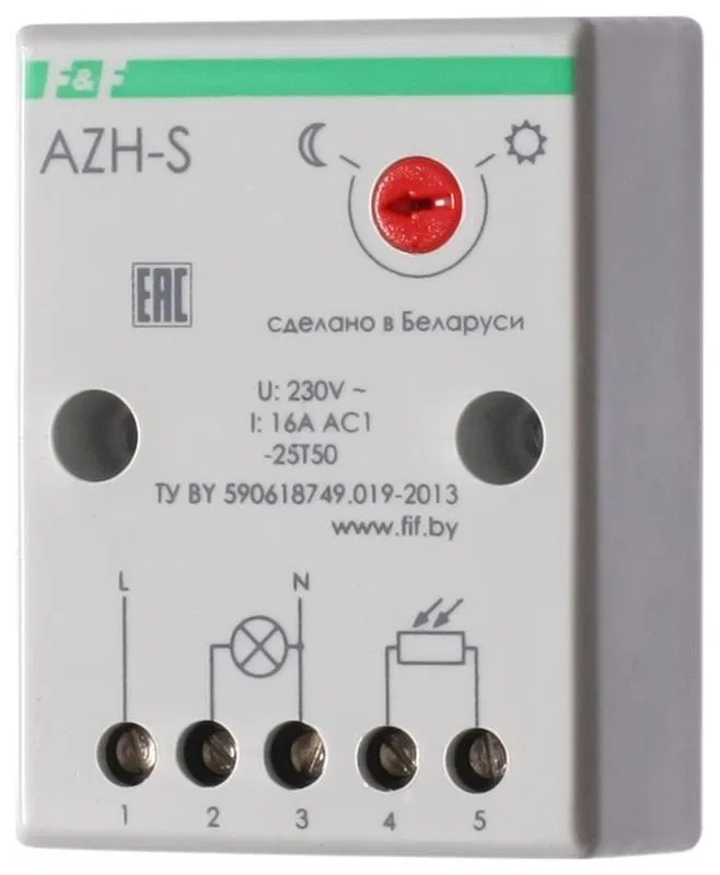 Фотореле AZH-S Плюс (выносной фотодатчик монтаж на плоскость 230В 16А 1НО IP20) F&F EA01.001.008 Евроавтоматика F&F