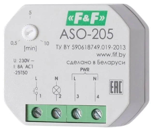 Автомат лестничный ASO-205 (для уст. в монтажную коробку 230В 8А 1Z IP40) F&F EA01.002.003 Евроавтоматика F&F
