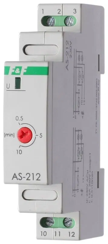 Автомат лестничный AS-212 (монтаж на DIN-рейке 1мод. 230В 16А 1Z IP20) F&F EA01.002.009 Евроавтоматика F&F