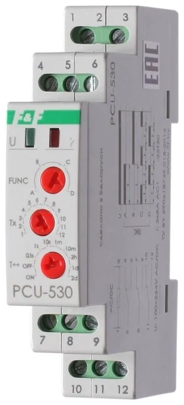 Реле многофункциональное PCU-530 (1 модуль; монтаж на DIN-рейке 100-264В AC/DC 3х8А 3NO/NC IP20) F&F EA02.001.025 Евроавтоматика F&F