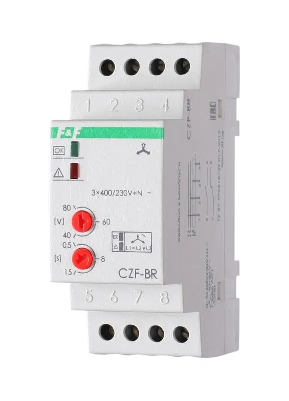 Реле контроля фаз CZF-BR (3х400/230+N 8А 1перекл. IP20 монтаж на DIN-рейке) F&F EA04.001.003 Евроавтоматика F&F