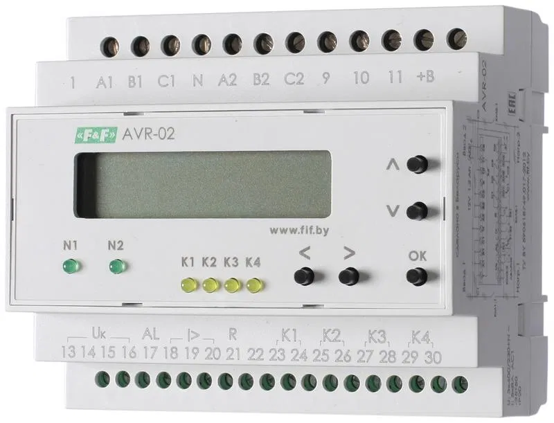 Устройство управления резервным питанием AVR-02 (3х400В+N; 5 перекл. х8А; IP20) F&F EA04.006.004 Евроавтоматика F&F