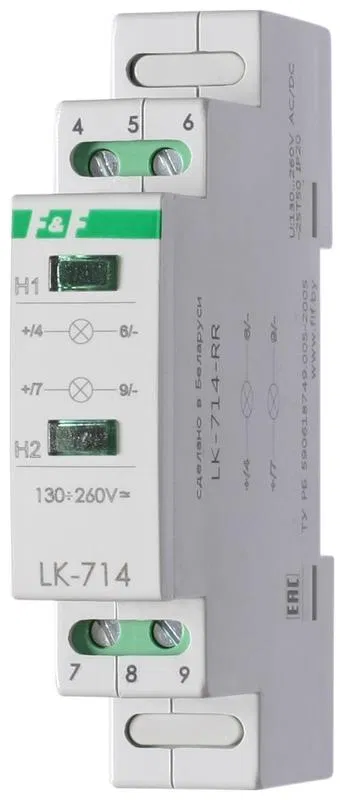 Указатель напряжения LK-714 (сигнализация наличия 2-х напр. 35мм 230В IP20 монтаж на DIN-рейке) F&F EA04.007.003 Евроавтоматика F&F