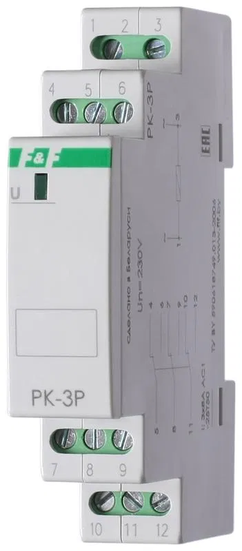 Реле промежуточное PK-3P 230В 50Гц 3х8А 3перекл. IP20 монтаж на DIN-рейке 35мм F&F EA06.001.023 Евроавтоматика F&F