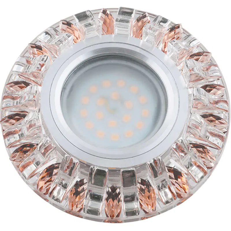 Светильник декоративный Luciole DLS-L121 GU5.3 CHROME/CLEAR+BRONZE GU5.3 встраив. доп. светодиод. подсветка 3Вт без лампы основание метал. хром отделка кристалл прозр. с элементами бронз. Fametto UL-00000368