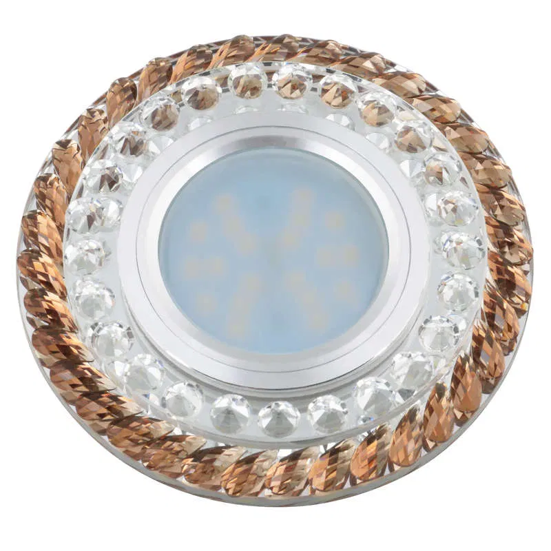Светильник декоративный Luciole DLS-L132 GU5.3 CHROME/BROWN GU5.3 встраив. доп. светодиод. подсветка 3Вт без лампы основание метал. хром отделка стекло корич. Fametto UL-00002717