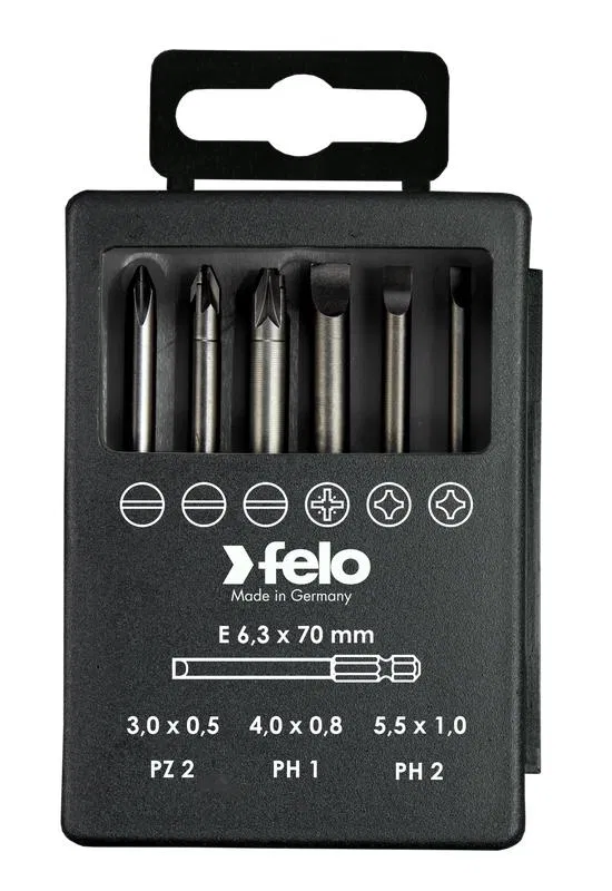 Набор бит SL/PZ/PH Industrial 70мм в кейсе 6 бит FELO 03092716