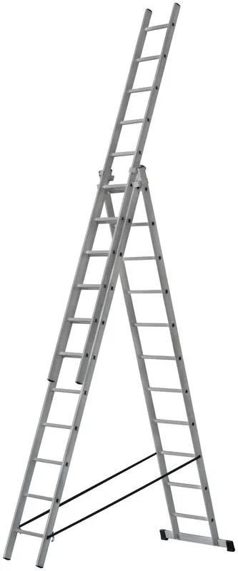 Лестница трехсекционная 3х11 H=316/539/759см 16.61кг усиленная алюм. FIT 65437