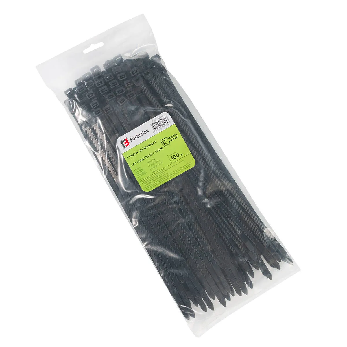 Стяжка нейлоновая КСС «MULTILOCK» 8х300 (черн) (100шт) 102326 Fortisflex