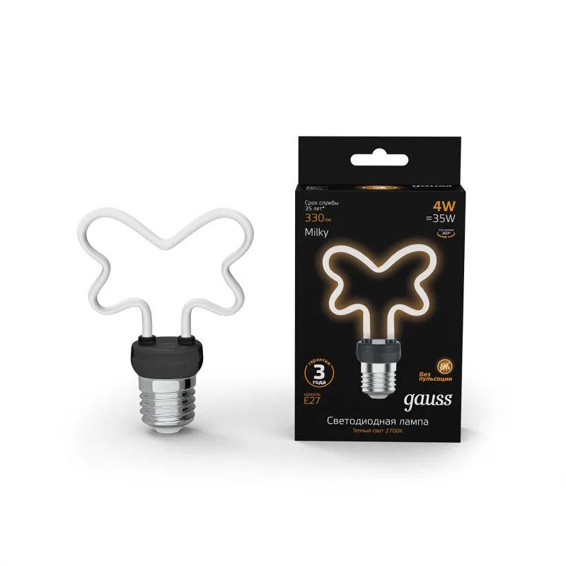 Лампа светодиодная филаментная Filament Artline 4Вт Butterfly матов. 2700К тепл. бел. Е27 330лм milky GAUSS 1001802104